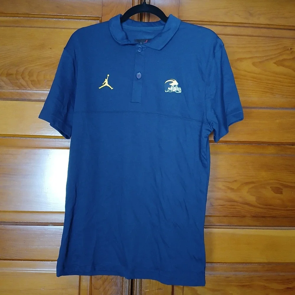 NWT Nike Jordan Michigan Wolverines Navy Blue Polo Shirt Men's Size Small NCAA‎
